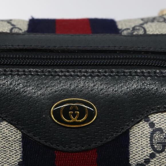 GUCCI GG Supreme Sherry Line Hand Bag Pvc Leather Navy Red 67 02 67 02 - Picture 16 of 16